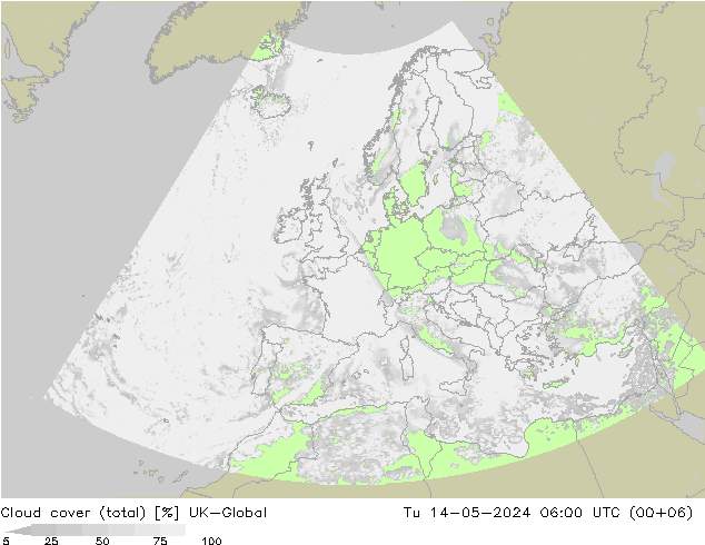 Nubes (total) UK-Global mar 14.05.2024 06 UTC