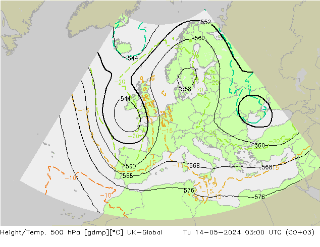 Geop./Temp. 500 hPa UK-Global mar 14.05.2024 03 UTC