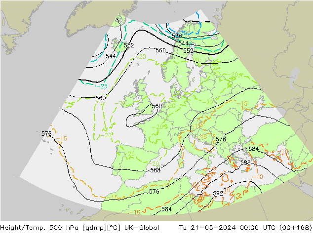 Yükseklik/Sıc. 500 hPa UK-Global Sa 21.05.2024 00 UTC