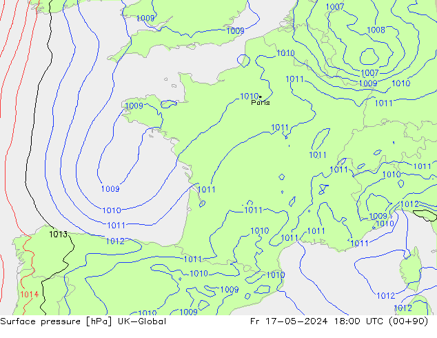 pression de l'air UK-Global ven 17.05.2024 18 UTC