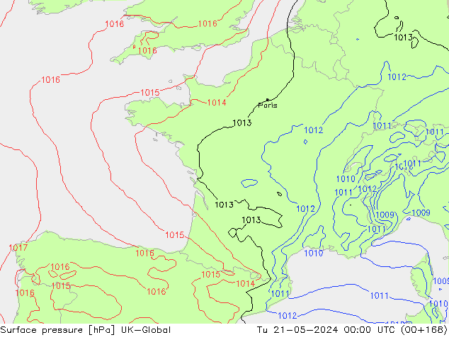 Atmosférický tlak UK-Global Út 21.05.2024 00 UTC