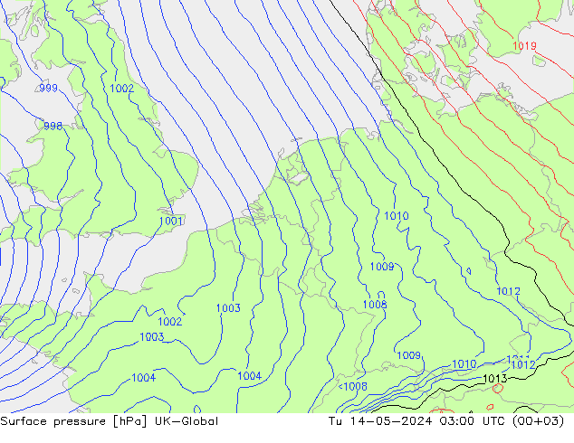 Luchtdruk (Grond) UK-Global di 14.05.2024 03 UTC
