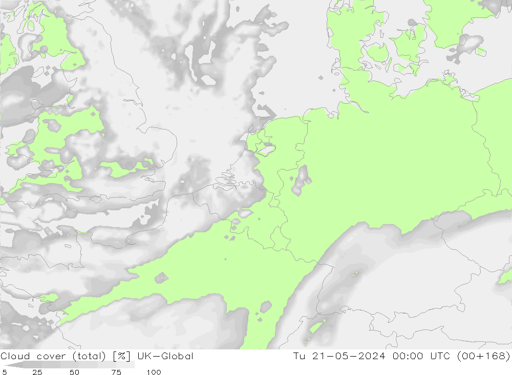 Wolken (gesamt) UK-Global Di 21.05.2024 00 UTC