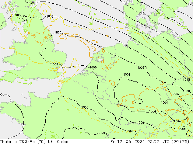 Theta-e 700hPa UK-Global ven 17.05.2024 03 UTC