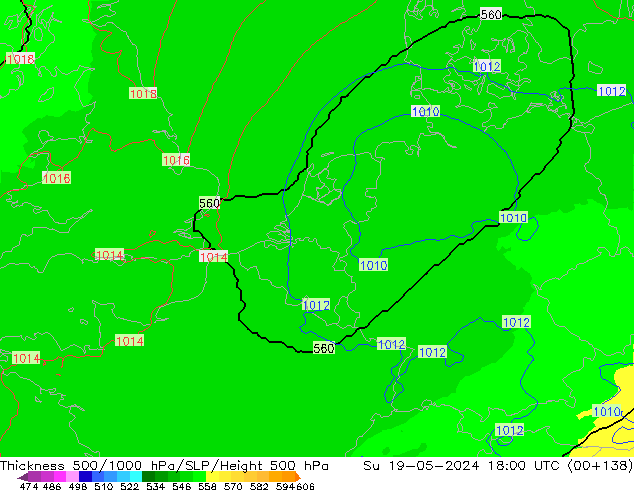 Thck 500-1000hPa UK-Global Su 19.05.2024 18 UTC