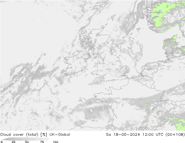 nuvens (total) UK-Global Sáb 18.05.2024 12 UTC