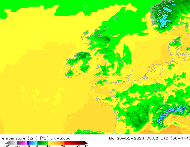 Temperature (2m) UK-Global Mo 20.05.2024 00 UTC