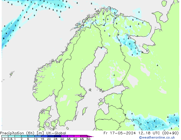 Precipitation (6h) UK-Global Fr 17.05.2024 18 UTC