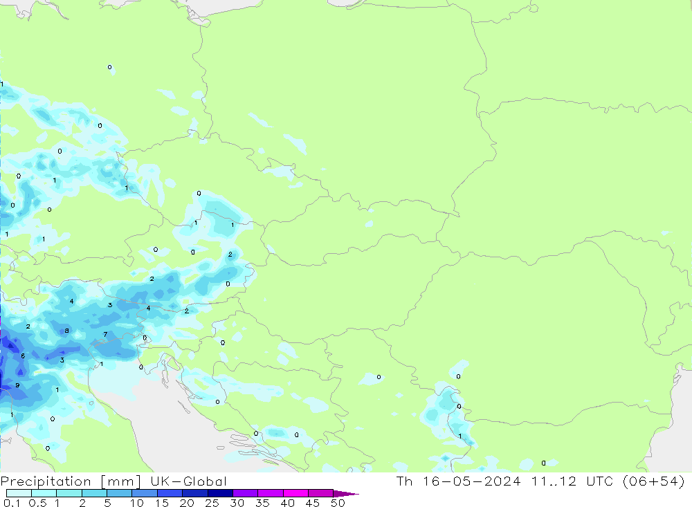 Precipitation UK-Global Th 16.05.2024 12 UTC