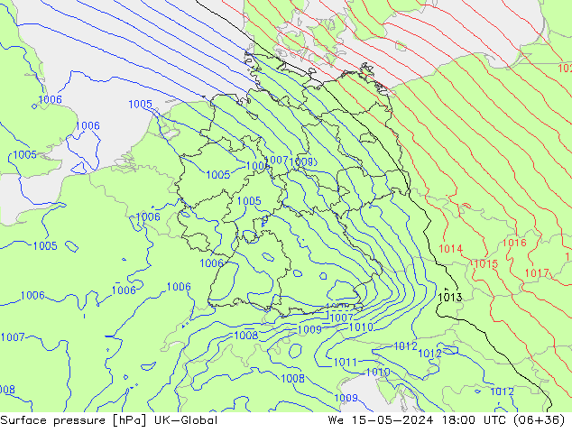 Surface pressure UK-Global We 15.05.2024 18 UTC