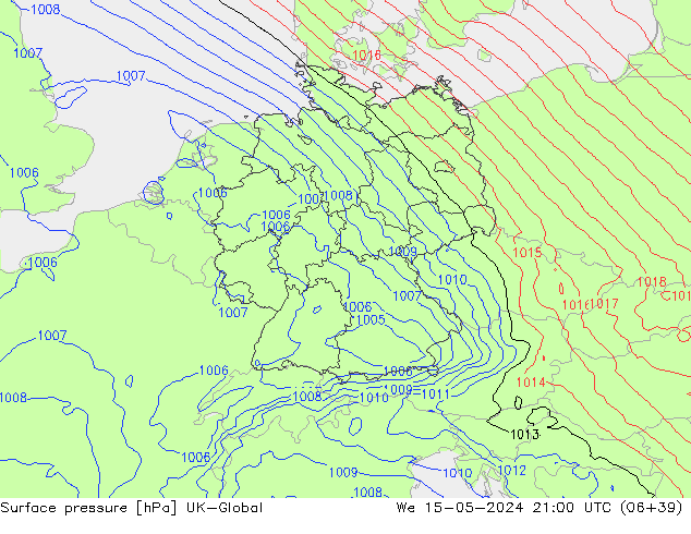 Surface pressure UK-Global We 15.05.2024 21 UTC