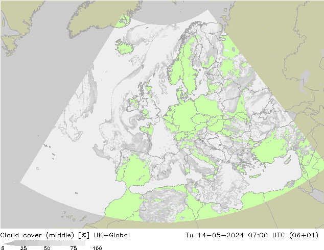 Bewolking (Middelb.) UK-Global di 14.05.2024 07 UTC
