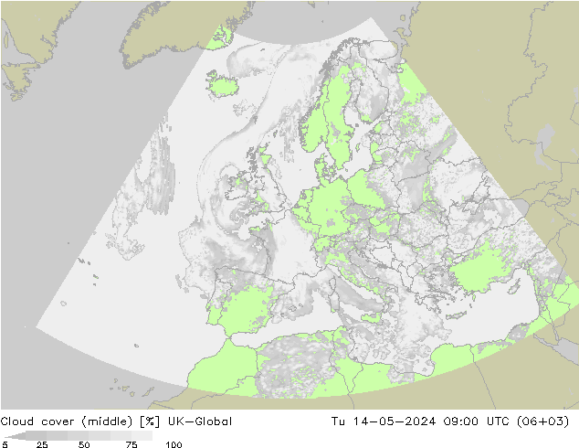 Nubes medias UK-Global mar 14.05.2024 09 UTC