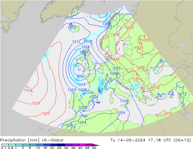 降水 UK-Global 星期二 14.05.2024 18 UTC