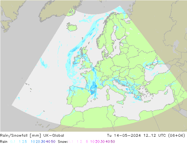 Regen/Sneeuwval UK-Global di 14.05.2024 12 UTC