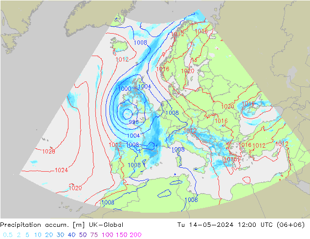 Toplam Yağış UK-Global Sa 14.05.2024 12 UTC