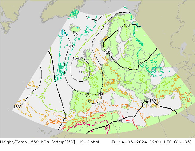 Géop./Temp. 850 hPa UK-Global mar 14.05.2024 12 UTC