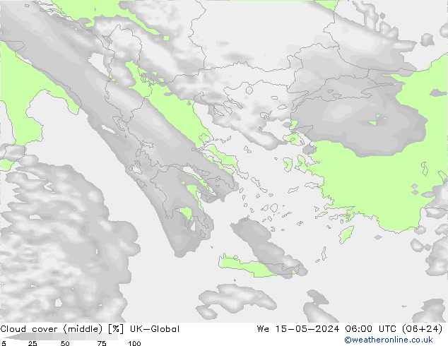 Cloud cover (middle) UK-Global We 15.05.2024 06 UTC