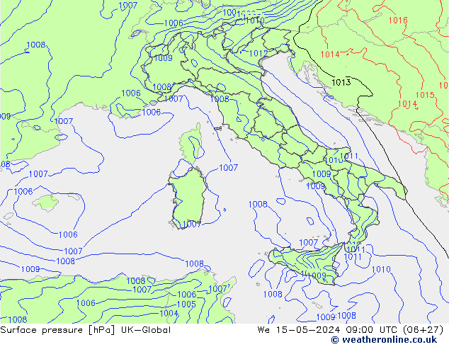 Yer basıncı UK-Global Çar 15.05.2024 09 UTC