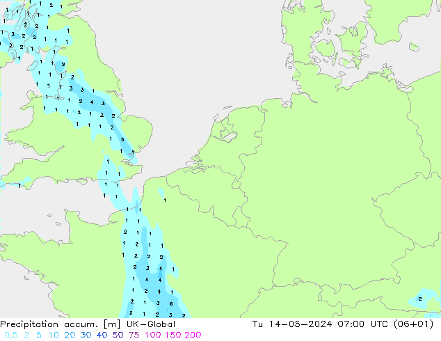 Precipitación acum. UK-Global mar 14.05.2024 07 UTC