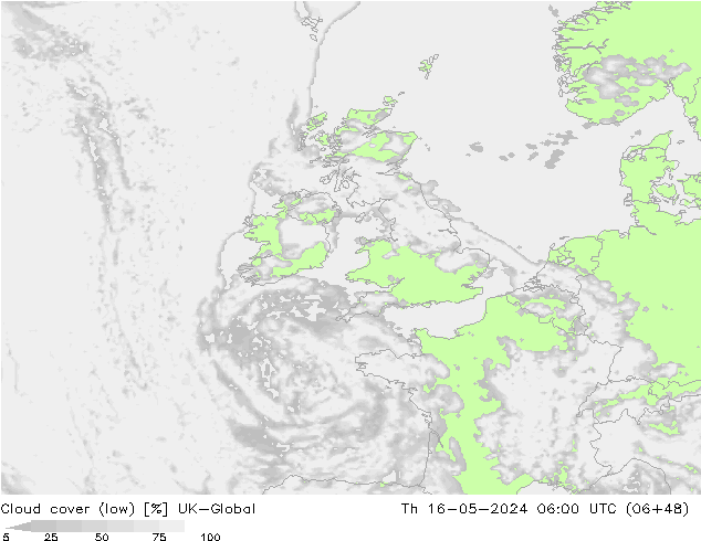 Bewolking (Laag) UK-Global do 16.05.2024 06 UTC
