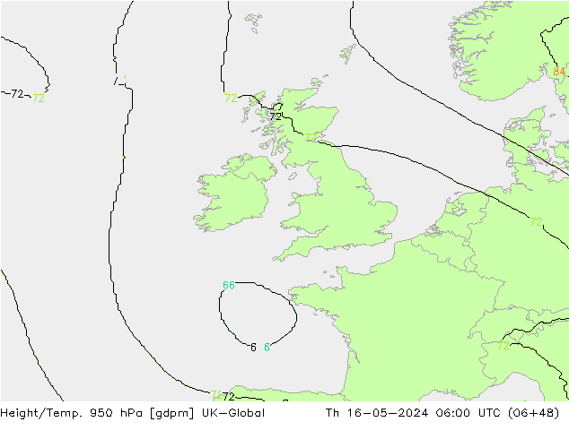 Yükseklik/Sıc. 950 hPa UK-Global Per 16.05.2024 06 UTC