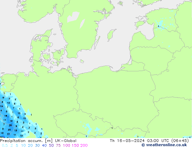 Precipitation accum. UK-Global  16.05.2024 03 UTC
