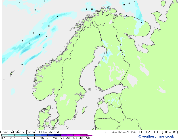 Niederschlag UK-Global Di 14.05.2024 12 UTC