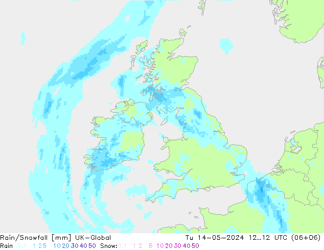 Rain/Snowfall UK-Global Ter 14.05.2024 12 UTC