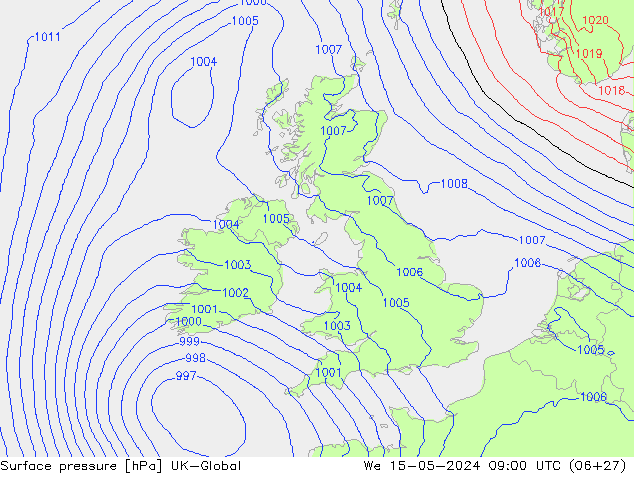 приземное давление UK-Global ср 15.05.2024 09 UTC