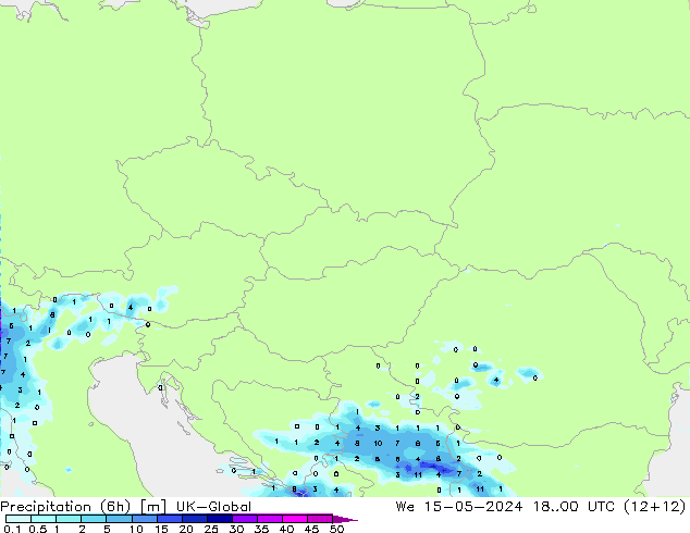 Precipitation (6h) UK-Global We 15.05.2024 00 UTC
