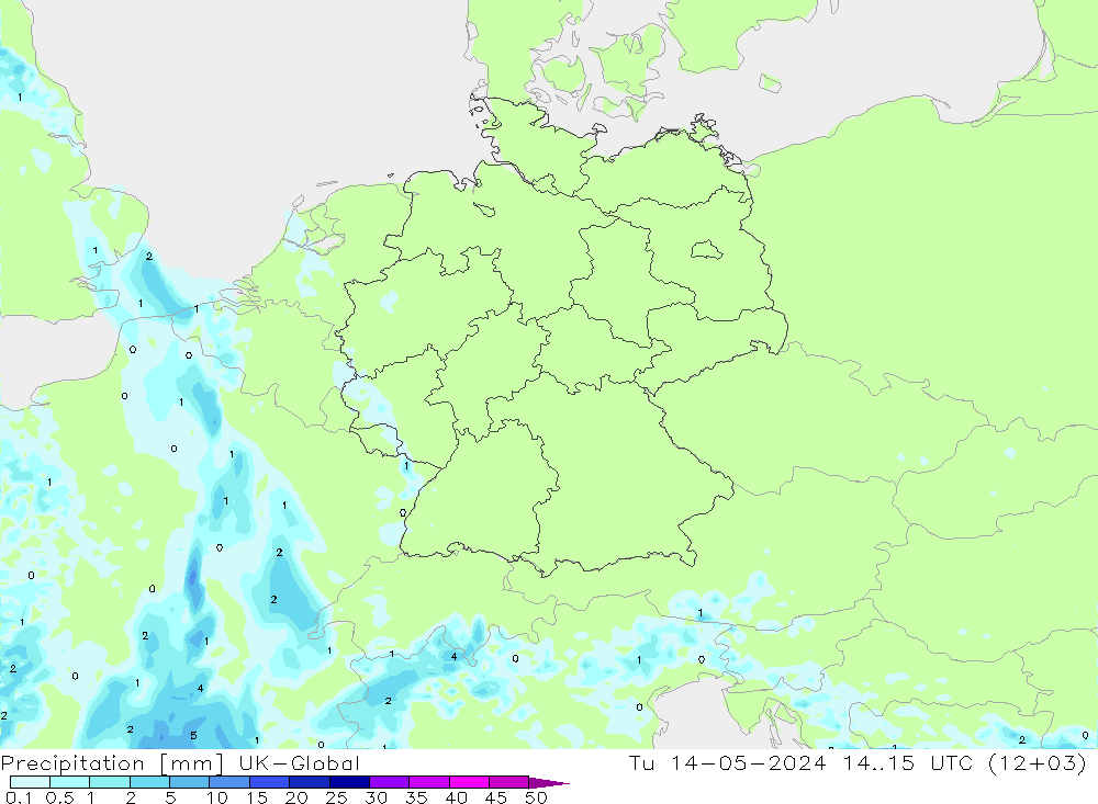 降水 UK-Global 星期二 14.05.2024 15 UTC