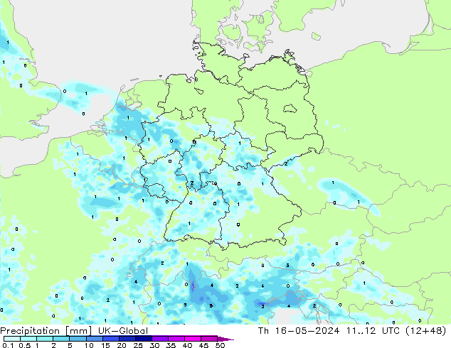 precipitação UK-Global Qui 16.05.2024 12 UTC