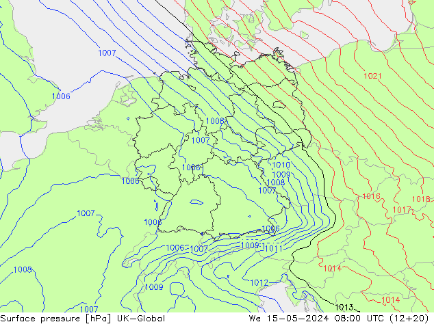 pression de l'air UK-Global mer 15.05.2024 08 UTC