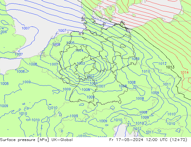 Atmosférický tlak UK-Global Pá 17.05.2024 12 UTC