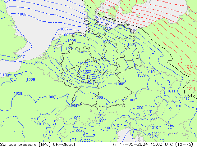 Atmosférický tlak UK-Global Pá 17.05.2024 15 UTC