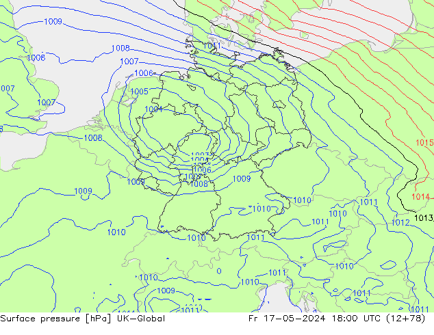 pression de l'air UK-Global ven 17.05.2024 18 UTC