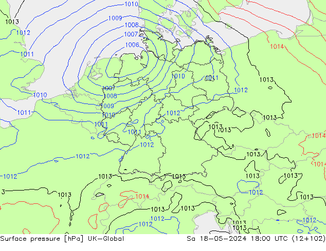 Surface pressure UK-Global Sa 18.05.2024 18 UTC