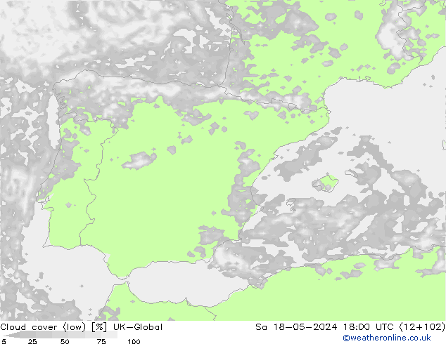 Nubes bajas UK-Global sáb 18.05.2024 18 UTC
