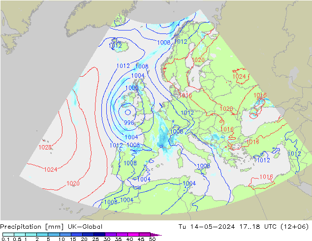 降水 UK-Global 星期二 14.05.2024 18 UTC