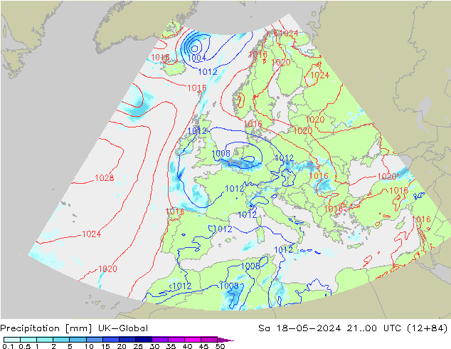 Precipitazione UK-Global sab 18.05.2024 00 UTC