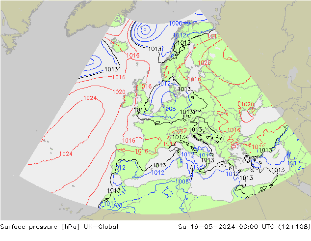 Surface pressure UK-Global Su 19.05.2024 00 UTC