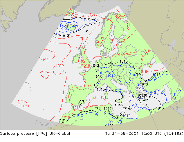 Atmosférický tlak UK-Global Út 21.05.2024 12 UTC