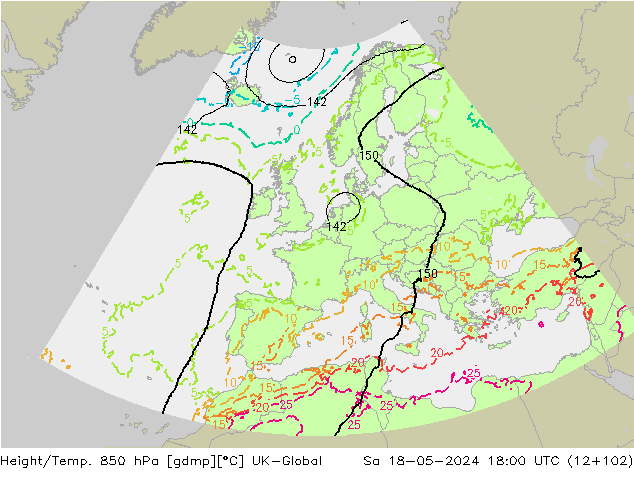 Yükseklik/Sıc. 850 hPa UK-Global Cts 18.05.2024 18 UTC