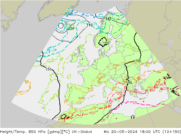 Yükseklik/Sıc. 850 hPa UK-Global Pzt 20.05.2024 18 UTC