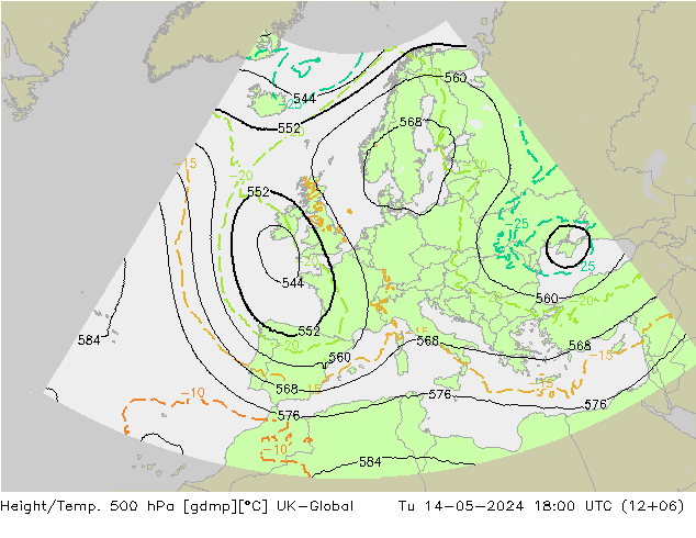 Geop./Temp. 500 hPa UK-Global mar 14.05.2024 18 UTC
