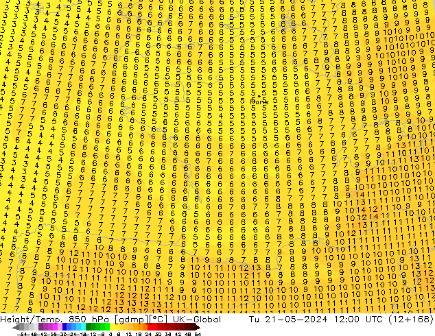 Hoogte/Temp. 850 hPa UK-Global di 21.05.2024 12 UTC