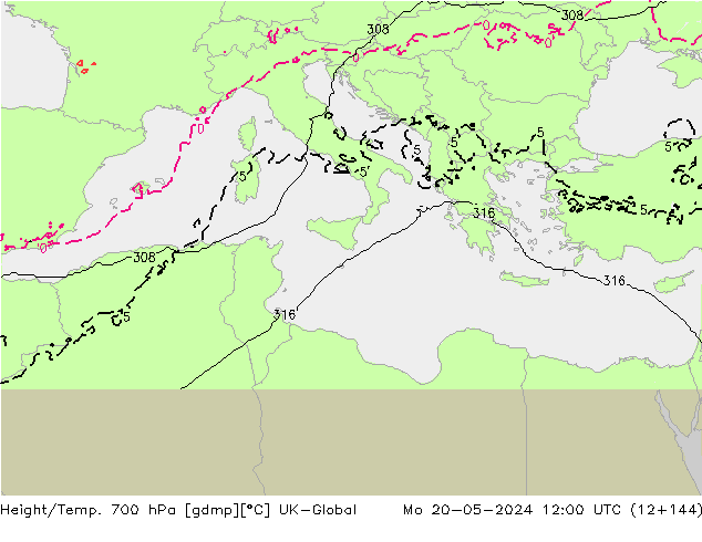 Height/Temp. 700 hPa UK-Global Mo 20.05.2024 12 UTC