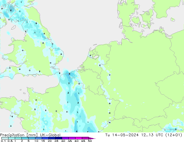 Precipitación UK-Global mar 14.05.2024 13 UTC