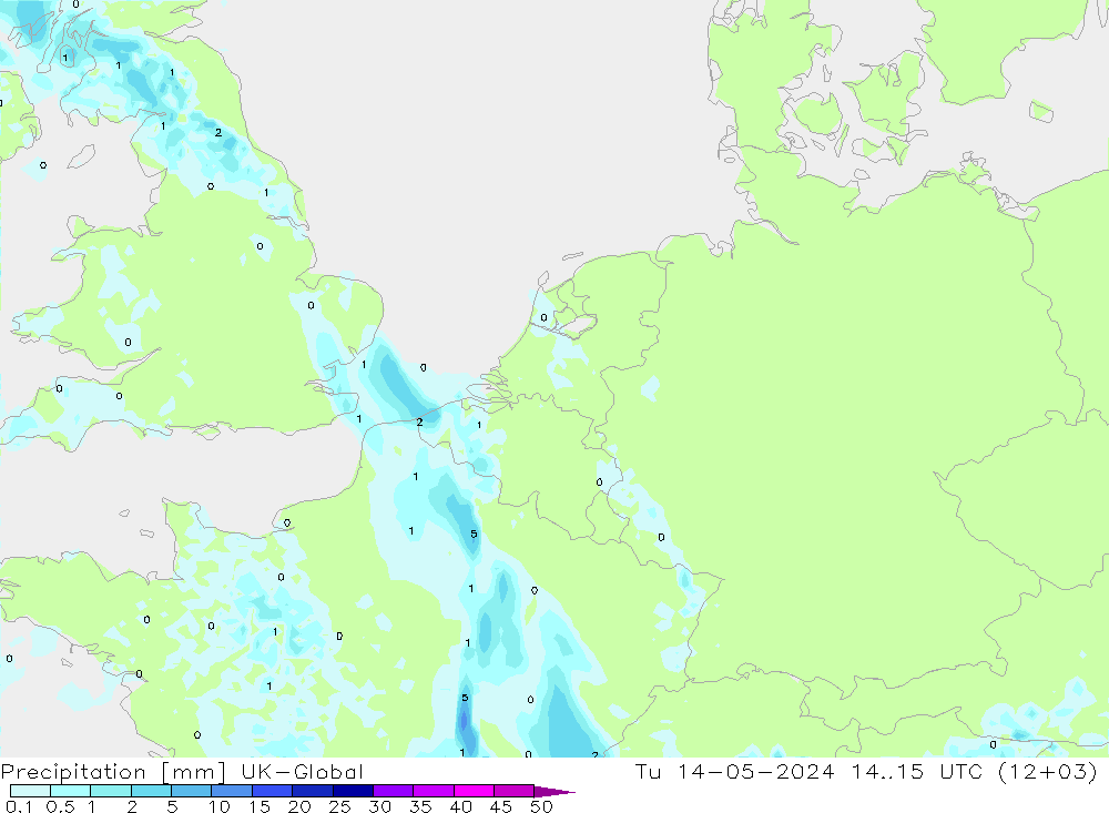 降水 UK-Global 星期二 14.05.2024 15 UTC